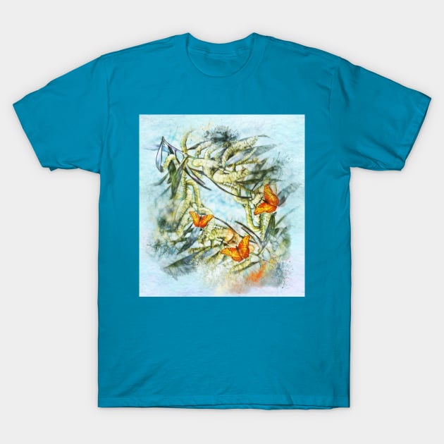 beautiful painted butterflies on wattle T-Shirt by hereswendy